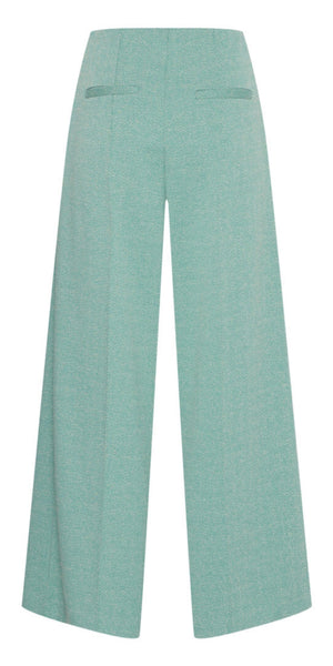 ICHI KATE Jacquard Pants in Beryl Green/Almond