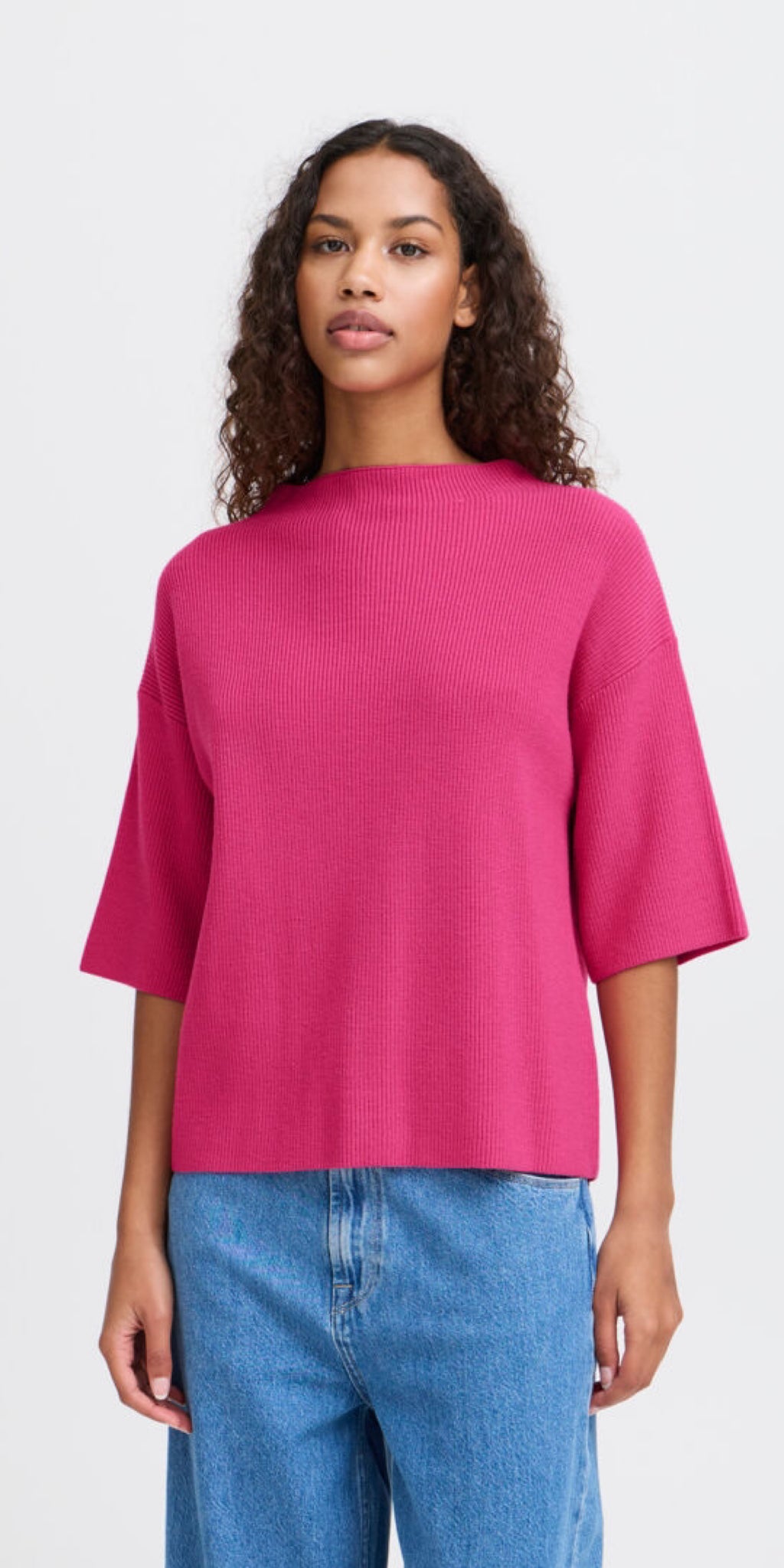 ICHI BOSTON 3/4 Sleeve Knit in Pink Yarrow