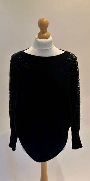 Diamanté and Pearl Scoopy Knit