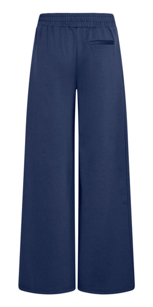 ICHI KATE Long Wide Leg Trousers in Medieval Blue