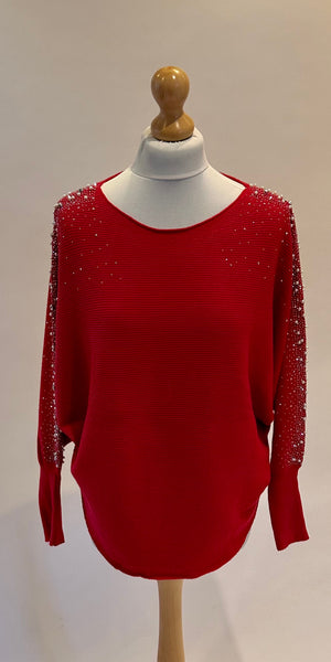 Diamanté and Pearl Scoopy Knit