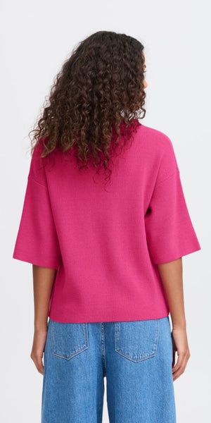 ICHI BOSTON 3/4 Sleeve Knit in Pink Yarrow