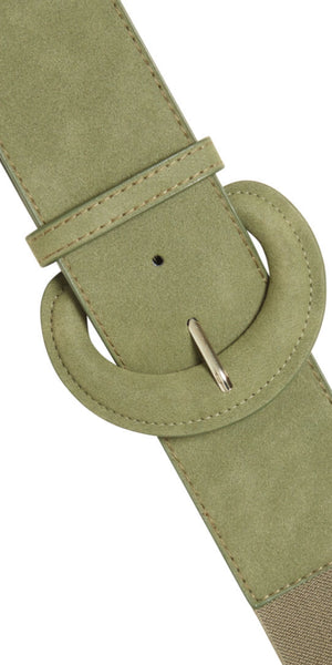 b young VANYA Stretch Belt in Olive Night