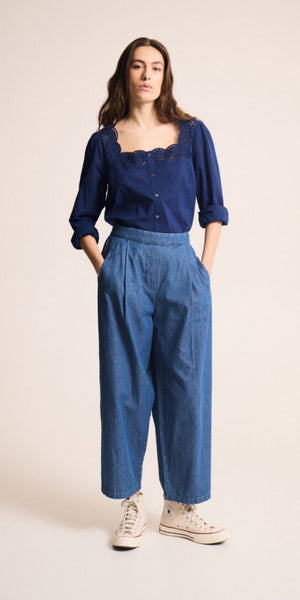 ICHI ARCHER Pants in Washed Medium Blue