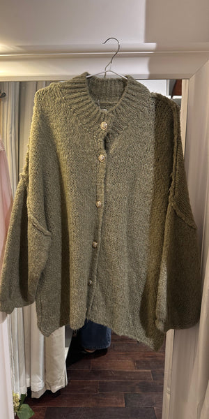 Button Detailed Slouch Cardigan