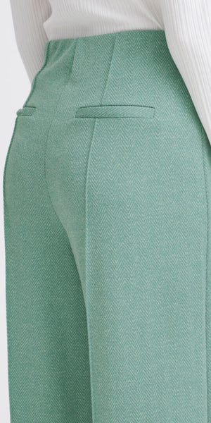 ICHI KATE Jacquard Pants in Beryl Green/Almond