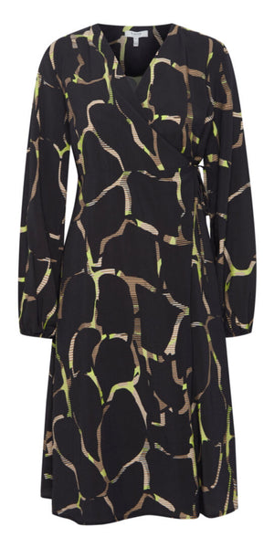 b young IBINE Wrap Dress in Black Mix