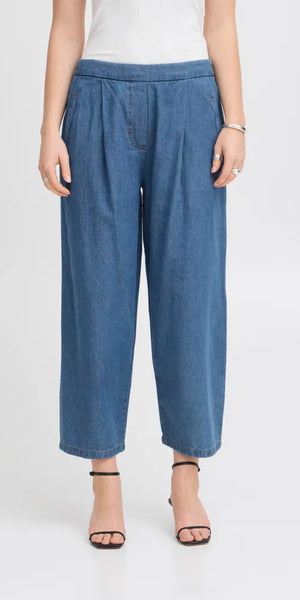 ICHI ARCHER Pants in Washed Medium Blue