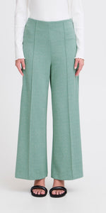 ICHI KATE Jacquard Pants in Beryl Green/Almond