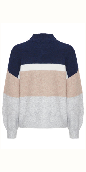 b young OMEA Striped Jumper in Medieval Blue Mix