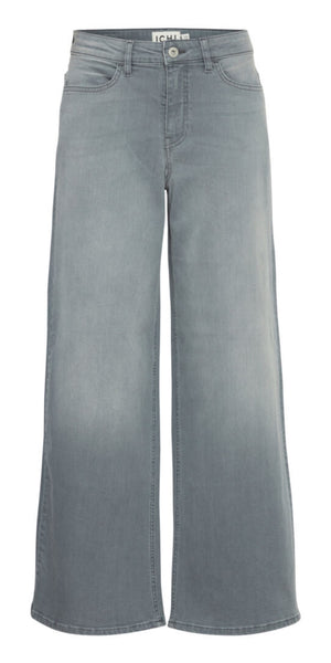 ICHI TWIGGY Wide Leg Jeans in Light Grey Wash