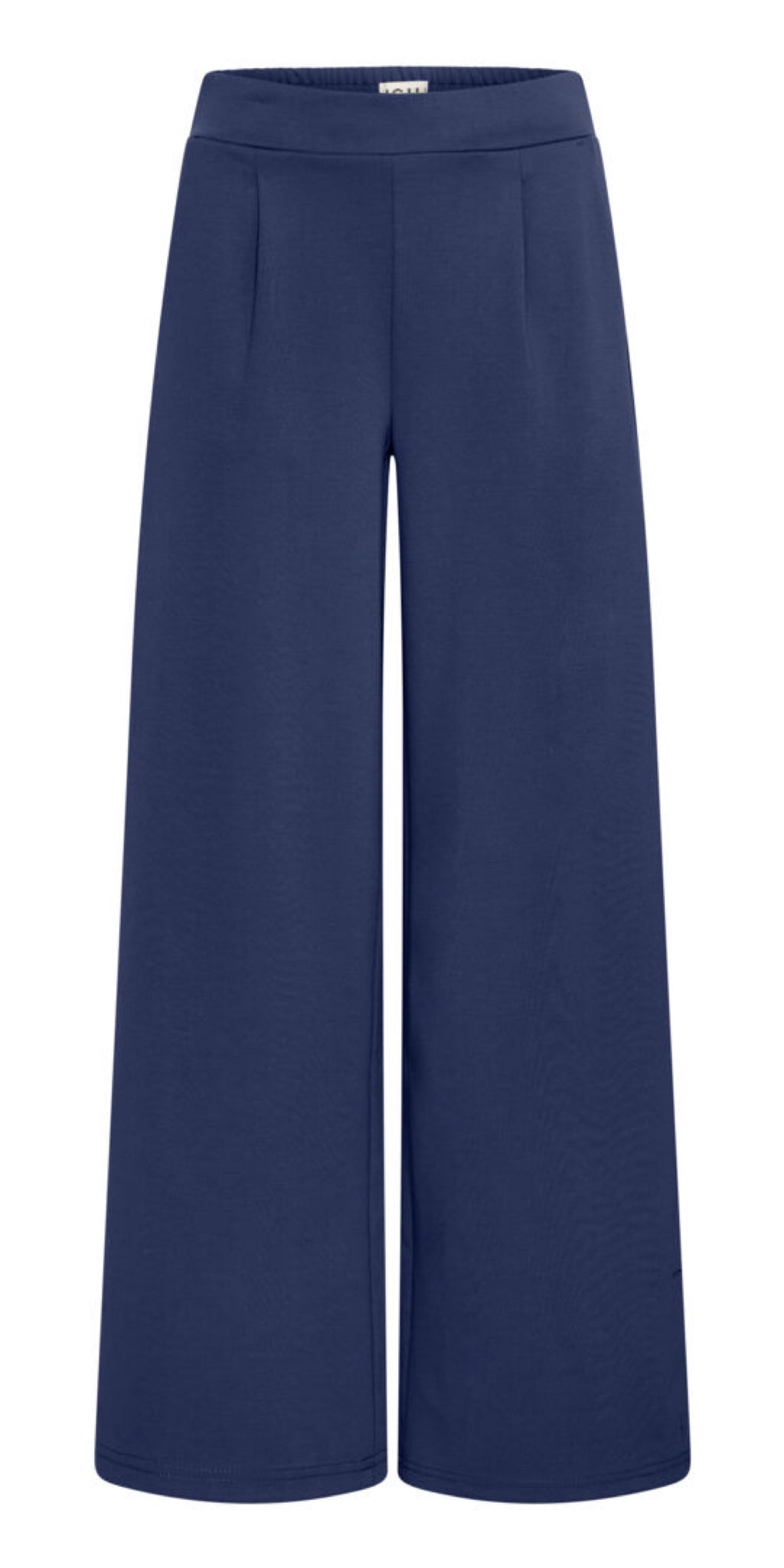 ICHI KATE Long Wide Leg Trousers in Medieval Blue