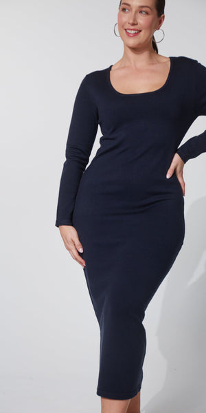 HAVEN Nikolai Knit Dress in Midnight