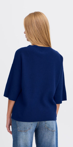 ICHI BOSTON 3/4 Sleeve Knit in Medieval Blue