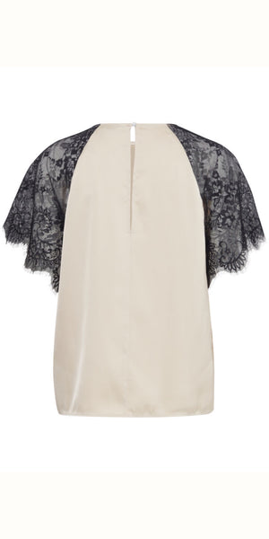 b young FLAIR Lace Blouse in Cement