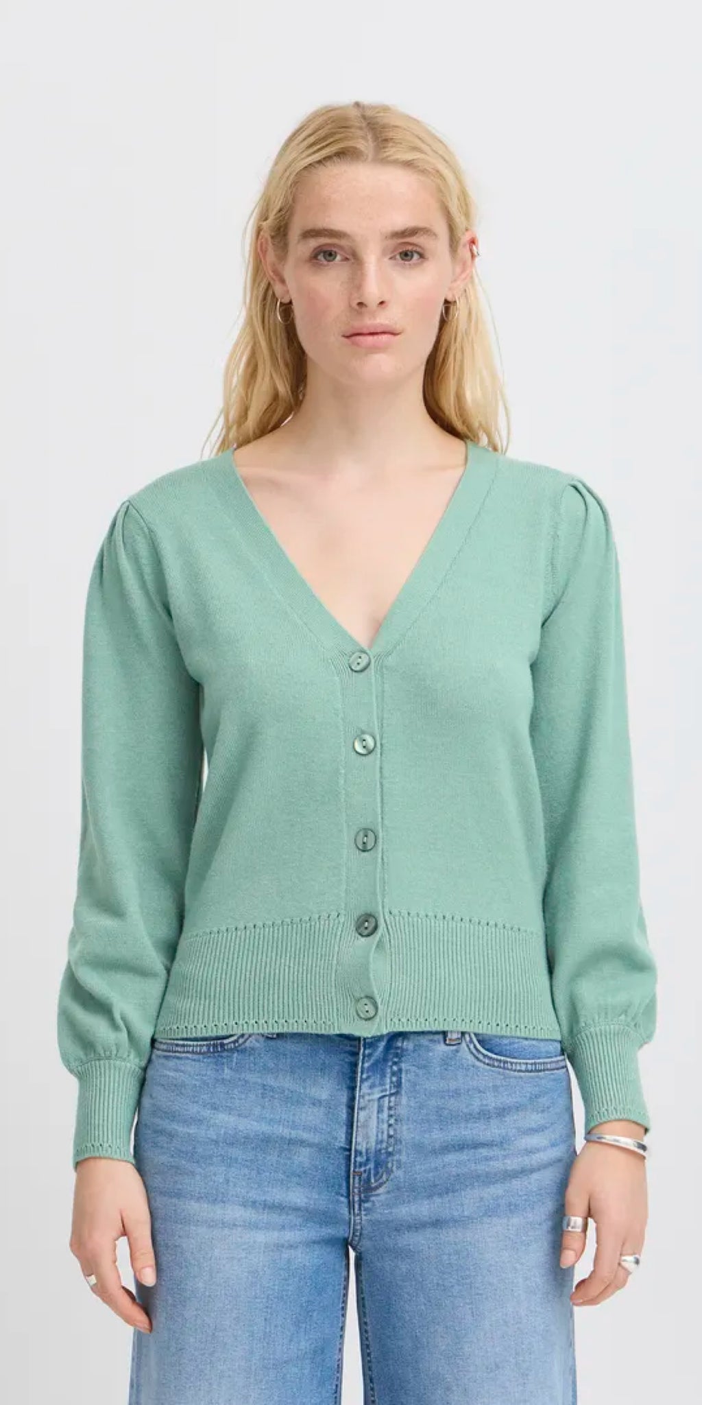 ICHI SELLA Cardigan in Beryl Green