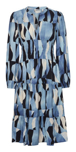 b young IBINE Dress in Dusty Blue Abstract