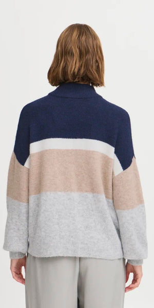 b young OMEA Striped Jumper in Medieval Blue Mix