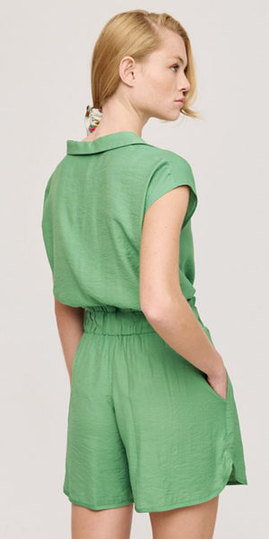 ACCESS Button Up Short Sleeve blouse in Green