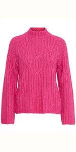 b young OMICKA Cable Jumper in Fuschia Purple Melange