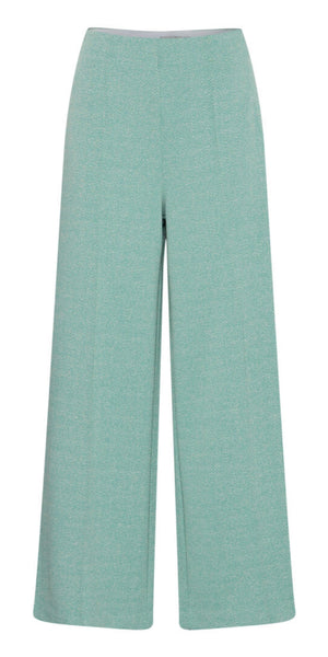 ICHI KATE Jacquard Pants in Beryl Green/Almond