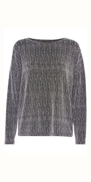 b young SHILOH Long Sleeve Top in Silver Mix