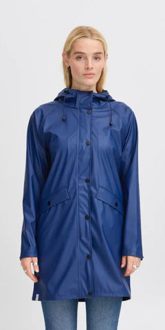 ICHI TAZI Raincoat in Medieval Blue