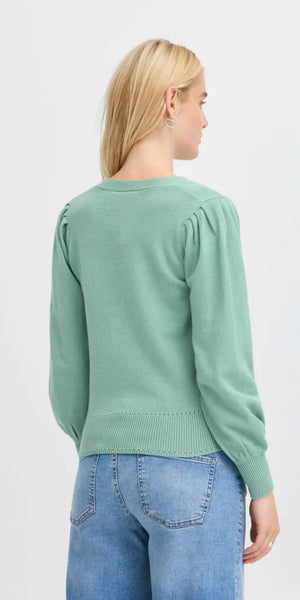 ICHI SELLA Cardigan in Beryl Green