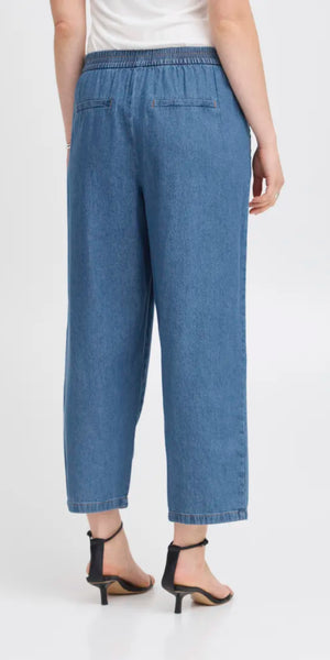 ICHI ARCHER Pants in Washed Medium Blue