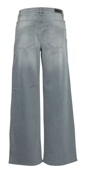 ICHI TWIGGY Wide Leg Jeans in Light Grey Wash