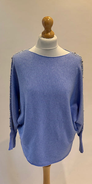 Diamanté and Pearl Scoopy Knit