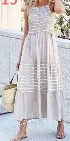 Stripe Shirred Summer Dress