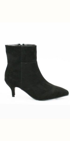 Black Suede Effect Kitten Heel Boot