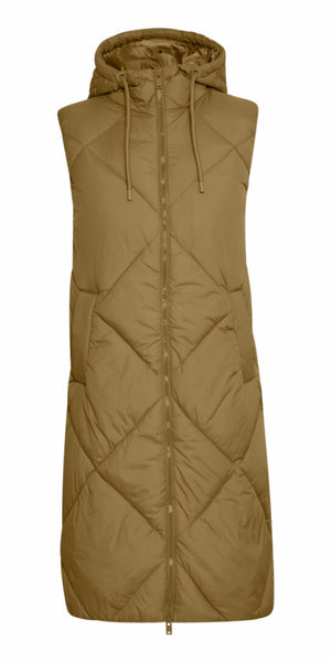 b young BOMINA Quilted Gilet in Olive Night