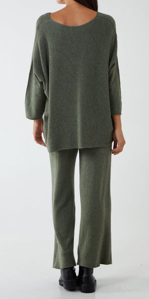 Soft Knit lounge Set in Khaki