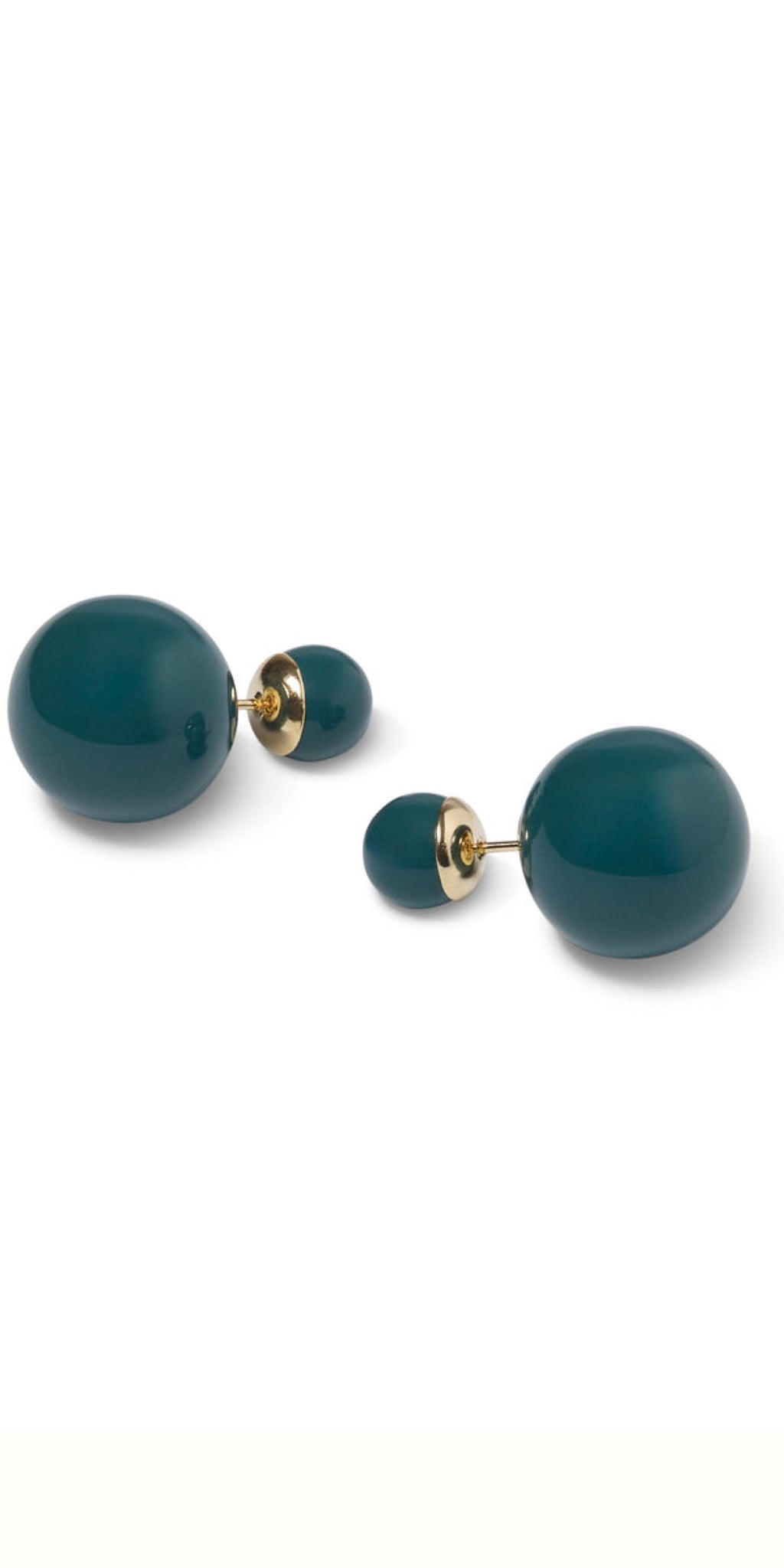 CHALK Double Ball Earrings in Forest Green