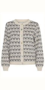 ICHI BRIELLE Cardigan in Oatmeal & Black