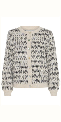 ICHI BRIELLE Cardigan in Oatmeal & Black