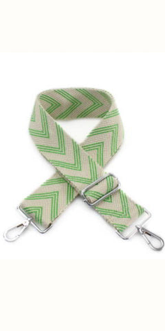 Bag Strap in Green Chevron