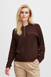 PULZ SARA Polo Pullover in Java Melange