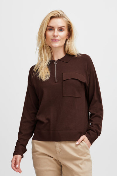 PULZ SARA Polo Pullover in Java Melange