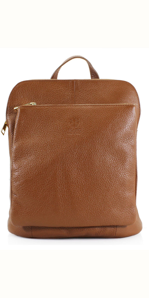 Convertible Italian Leather Backpack/Crossbody Cream & Tan