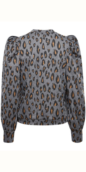 PULZ DUNNE Top in Grey Print - TheSecretCloset.Boutique