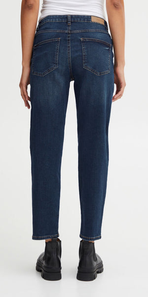 ICHI TWIGGY RAVEN Cropped Jeans in Dark Blue