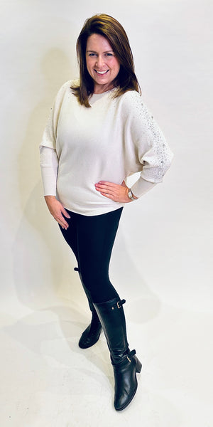 Diamanté and Pearl Scoopy Knit