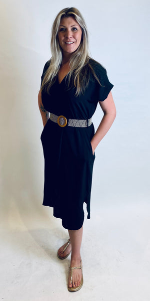 Elegant V belted Dress - TheSecretCloset.Boutique