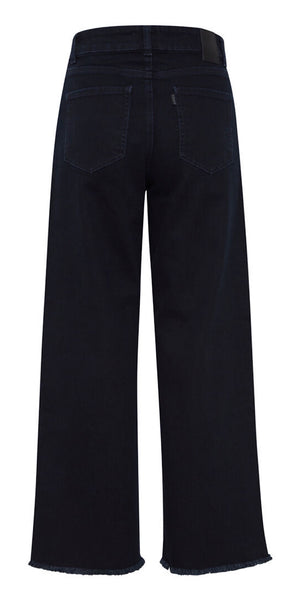 PULZ EMMA Straight Cropped Jeans in Dark Blue