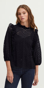 PULZ ZETA Blouse in Black Beauty