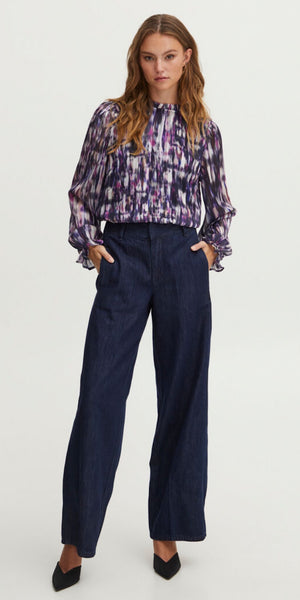 PULZ SARIAH Blouse in Purple Printed