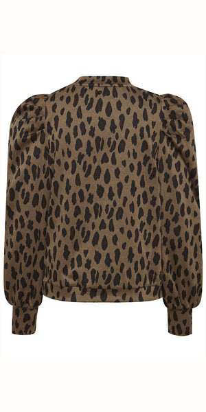 PULZ DUNNE Top in Brown Print - TheSecretCloset.Boutique